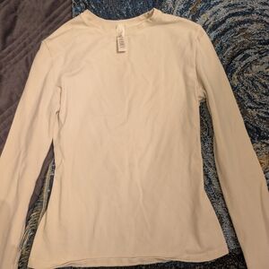 Skims Classic White Long Sleeve Top